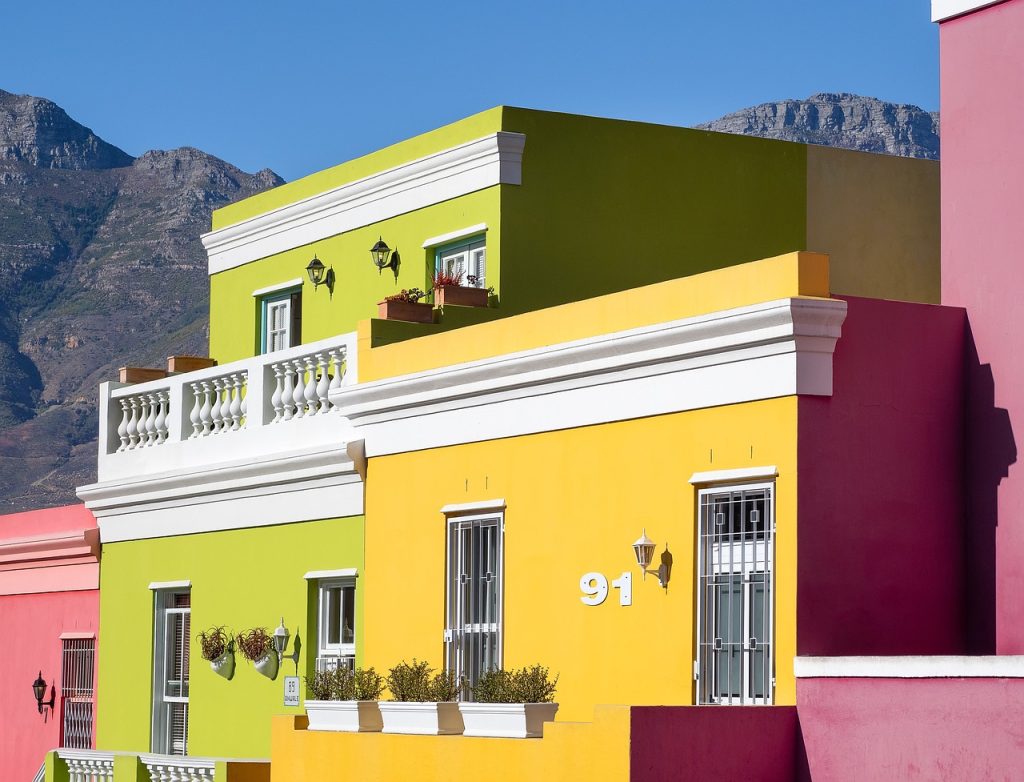 Colourful terraced houses in Bo-Kaap, Cape Town